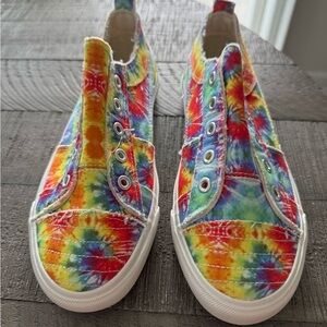 Corkys Red and Orange Slip-On Sneakers Vibrant Canvas